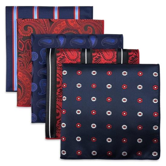 shlax & wing 5 Pieces Mens Pocket Square Fashion Gift Classic Assorted Handkerchiefs Set 2-94