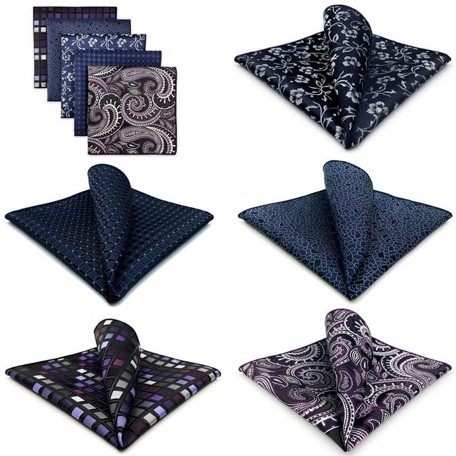 Shlax & Wing 5 Pieces Mens Pocket Square Lot Assorted Classic Handkerchiefs 1-75