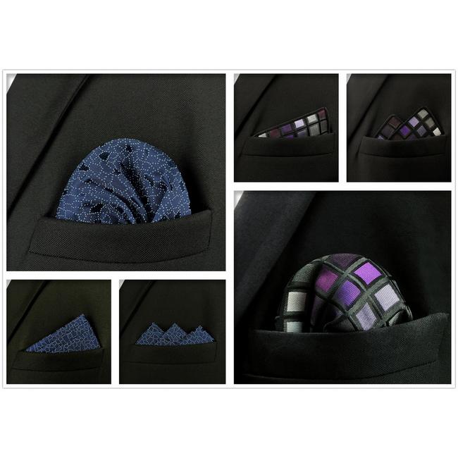 Shlax & Wing 5 Pieces Mens Pocket Square Lot Assorted Classic Handkerchiefs 1-75