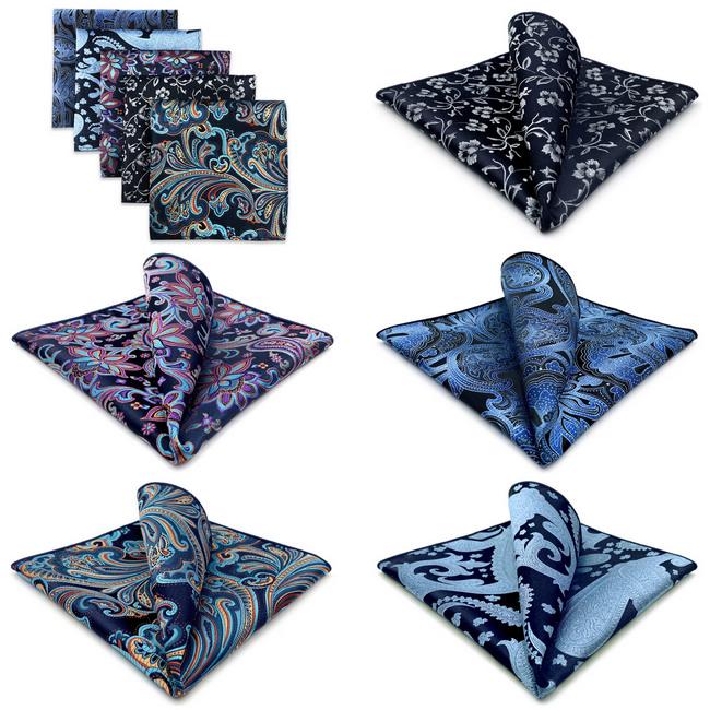 Shlax & Wing 5 Pieces Mens Pocket Square Pack Assorted Classic Handkerchiefs 2-76