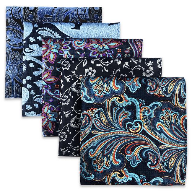 shlax & wing 5 Pieces Mens Pocket Square Pack Assorted Classic Handkerchiefs 2-76