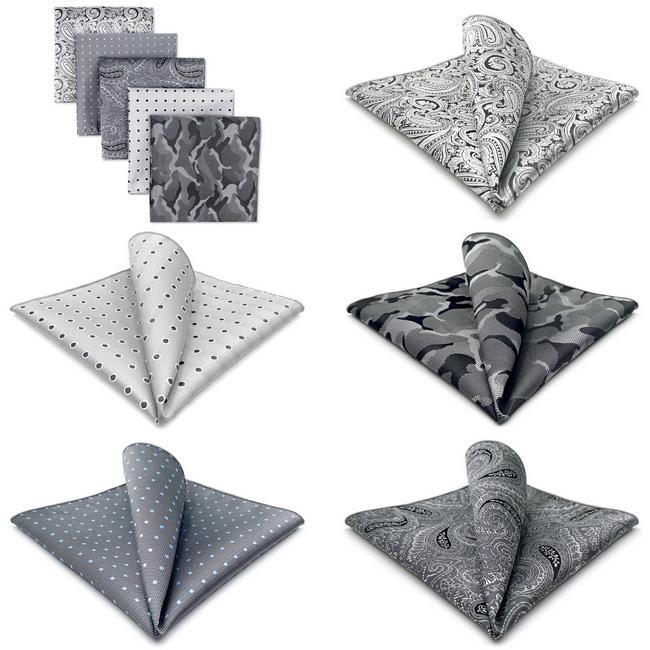 Shlax & Wing 5 Pieces Mens Pocket Square Pack Assorted Fashion Handkerchiefs 2-15