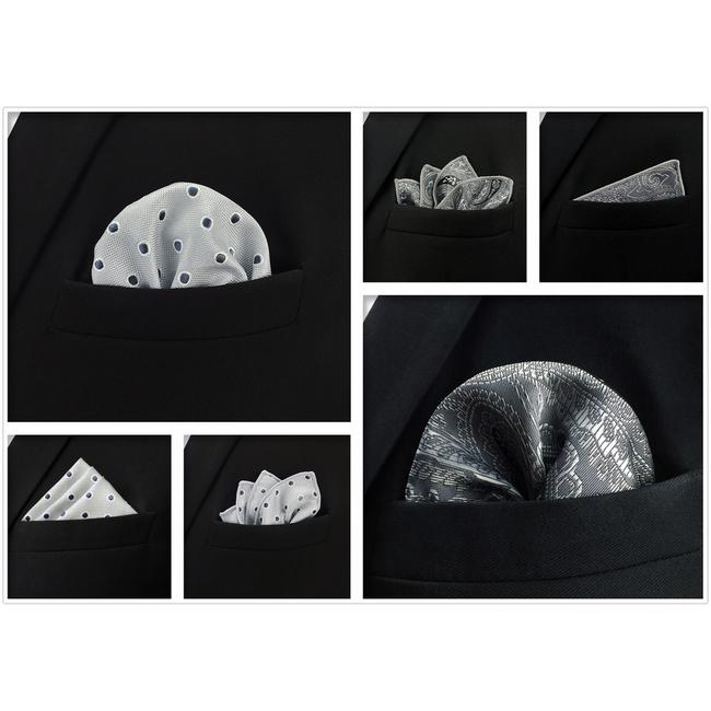 Shlax & Wing 5 Pieces Mens Pocket Square Pack Assorted Fashion Handkerchiefs 2-15