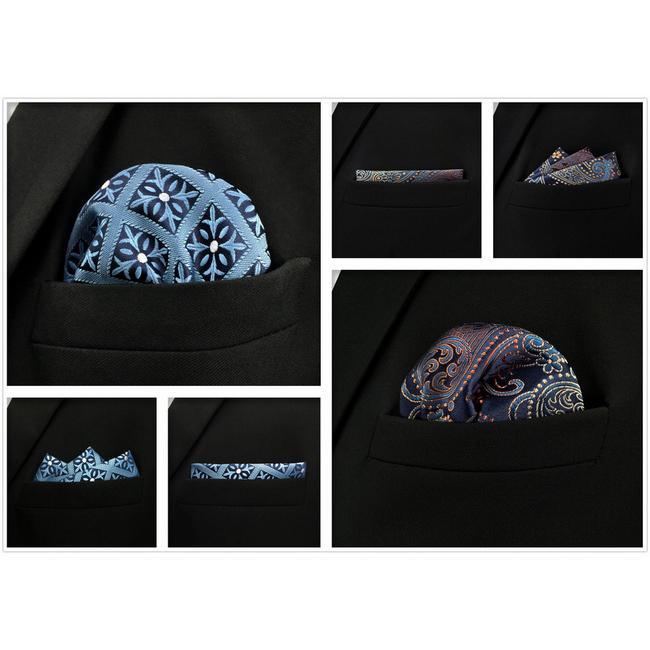 Shlax & Wing 5 Pieces Mens Pocket Square Pack Assorted Fashion Handkerchiefs Set 58