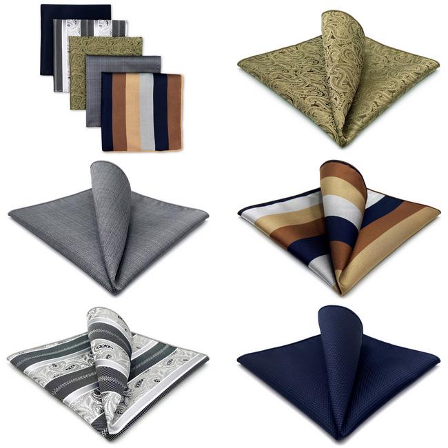 Shlax & Wing 5 Pieces Mens Pocket Square Set Assorted Fashion Handkerchiefs 1-48