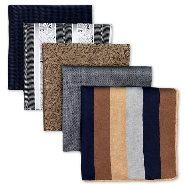 shlax & wing 5 Pieces Mens Pocket Square Set Assorted Fashion Handkerchiefs 1-48