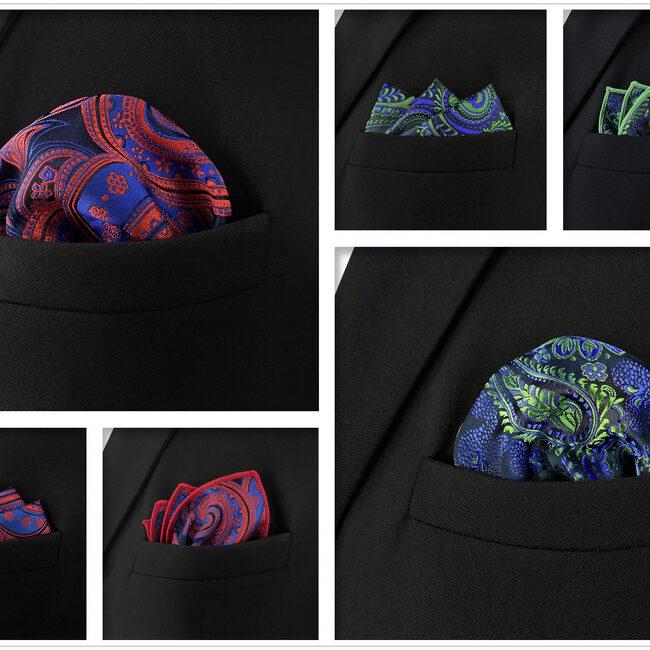 Shlax & Wing 5 Pieces Mens Pocket Square Set Brand New Gift Classic Acceossories Handkerchiefs 5-23