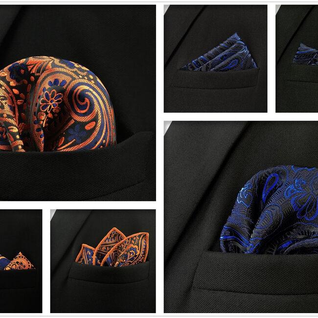 Shlax & Wing 5 Pieces Mens Pocket Square Set Brand New Gift Classic Acceossories Handkerchiefs 5-23