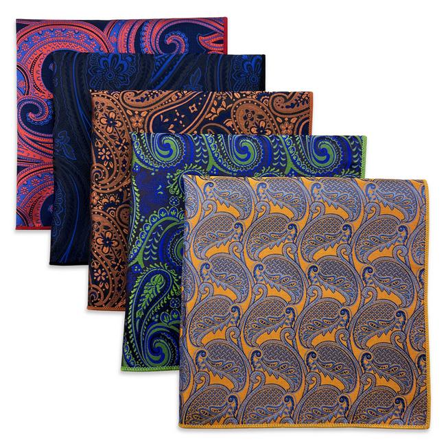 shlax & wing 5 Pieces Mens Pocket Square Set Brand New Gift Classic Acceossories Handkerchiefs 5-23