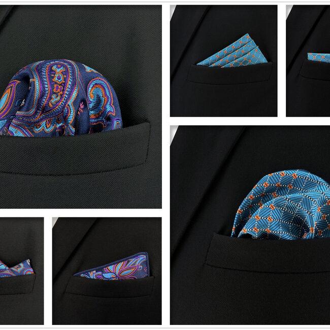 Shlax & Wing 5 Pieces Mens Pocket Square Set Brand New Gift Classic Acceossories Handkerchiefs 5-24