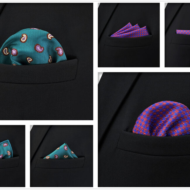 Shlax & Wing 5 Pieces Mens Pocket Square Set Brand New Gift Classic Acceossories Handkerchiefs Set 5-8