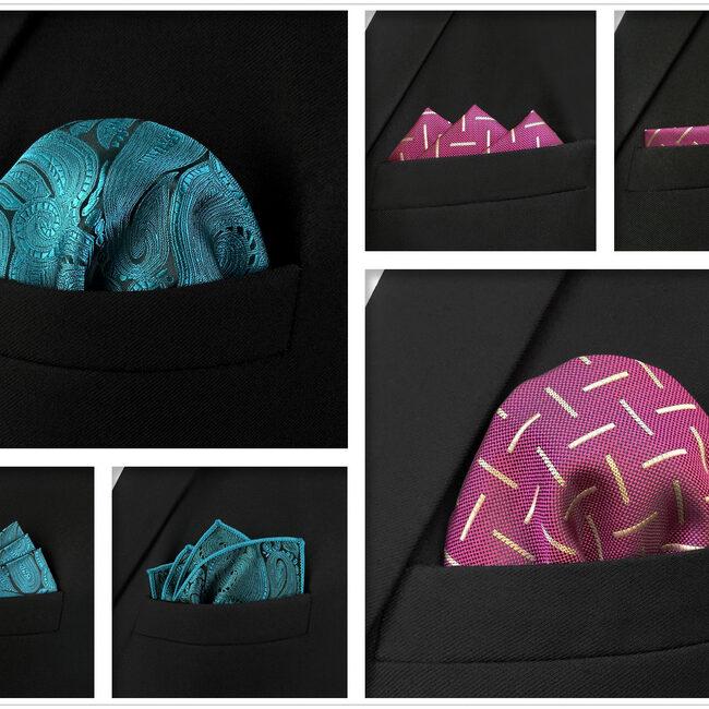 Shlax & Wing 5 Pieces Mens Pocket Square Set Brand New Gift Classic Acceossories Handkerchiefs Set 5-8