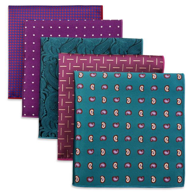 shlax & wing 5 Pieces Mens Pocket Square Set Brand New Gift Classic Acceossories Handkerchiefs Set 5-8
