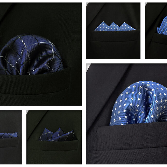 Shlax & Wing 5 Pieces Mens Pocket Square Set Brand New Gift Classic Acceossories Handkerchiefs Set 5-9