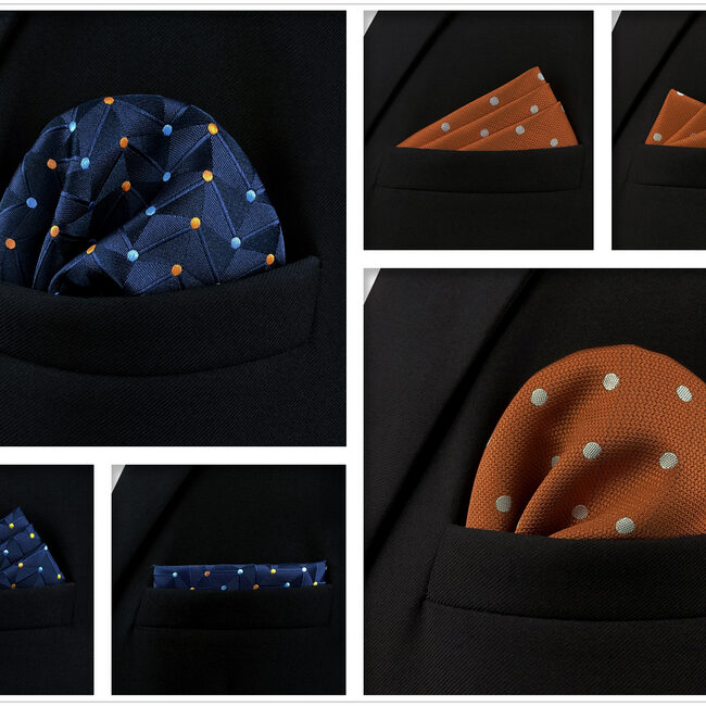 Shlax & Wing 5 Pieces Polka Dots Mens Pocket Square Set Brand New Gift Classic Acceossories 5-16