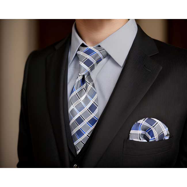 shlax & wing A17 Silver Gray Blue Checkered Geometric Silk Fashion ties for men Wedding Brand New Dress Mens Necktie male