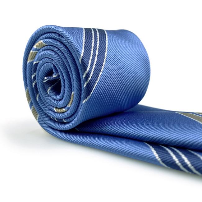 Shlax & Wing A39 Steel Blue Striped Men Neckties Fashion Business Pocket Square Set Classic Wedding