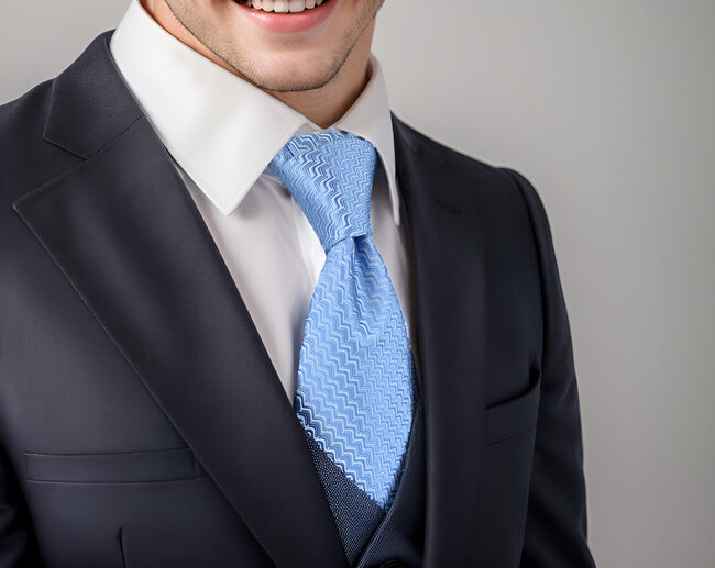 Shlax & Wing A40 Steel Blue Ripple Ties For Men Fashion Party Hanky Set Accessories Groom Business 63″ Men’s Necktie