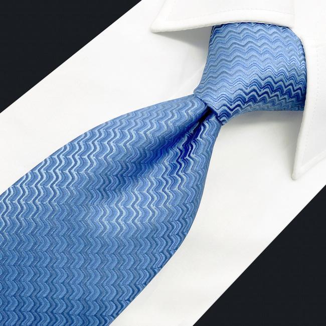 Shlax & Wing A40 Steel Blue Ripple Ties For Men Fashion Party Hanky Set Accessories Groom Business 63″ Men’s Necktie