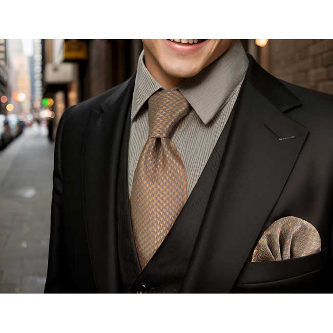 shlax & wing A44 Mens Neckties Brown Gray Houndstooth Fashion Classic Hankies Set Party Gift