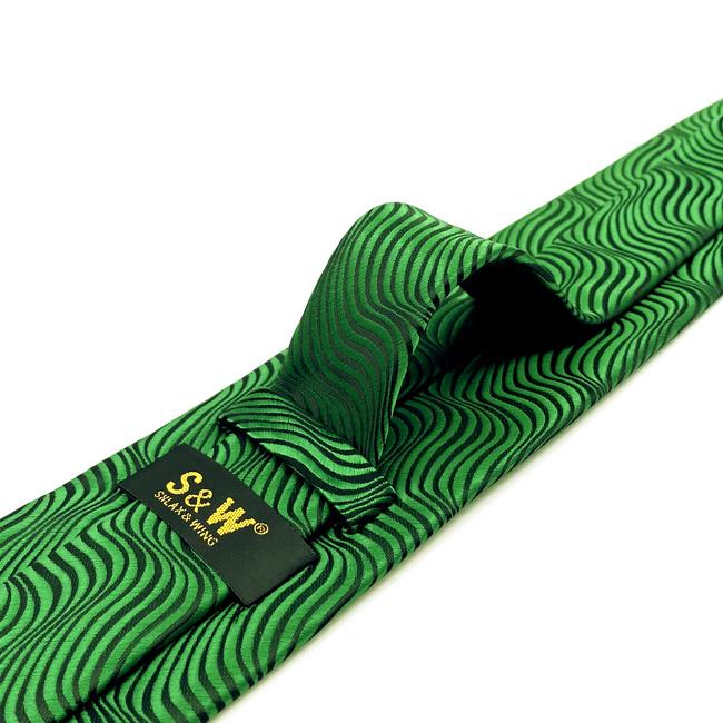 Shlax & Wing A45 Emerald Green Ripple Classic Wedding Party Gift Extra Long Size Ties Business Fashion