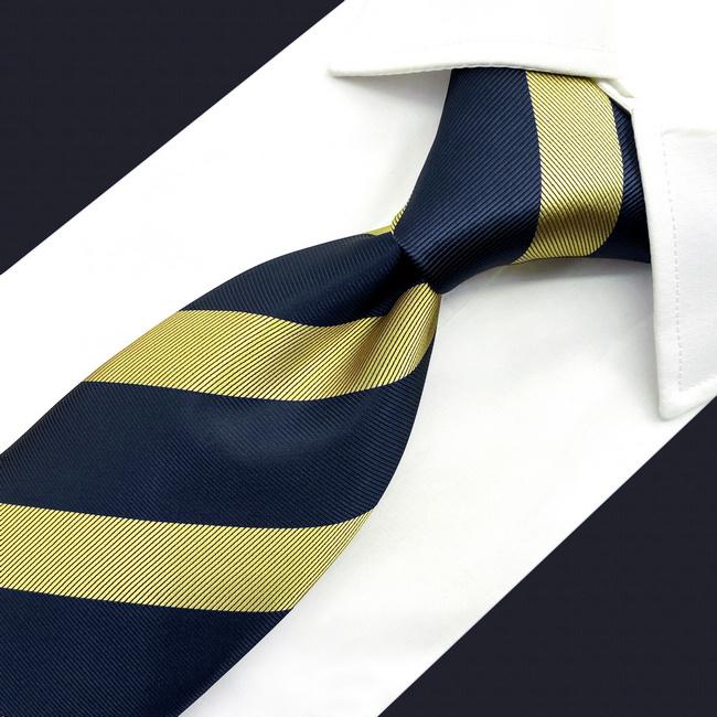 Shlax & Wing A47 Blue Gold Striped Men Skinny Neckties Pocket Square Set Fashion Business