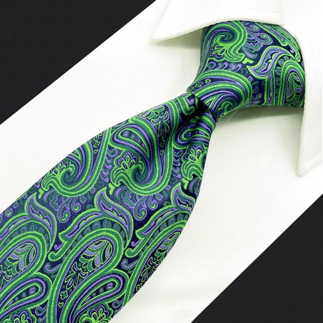 Shlax & Wing A48 Green Paisley Mens Neckties Pocket Square Set Classic Fashion Wedding Extra Long Size
