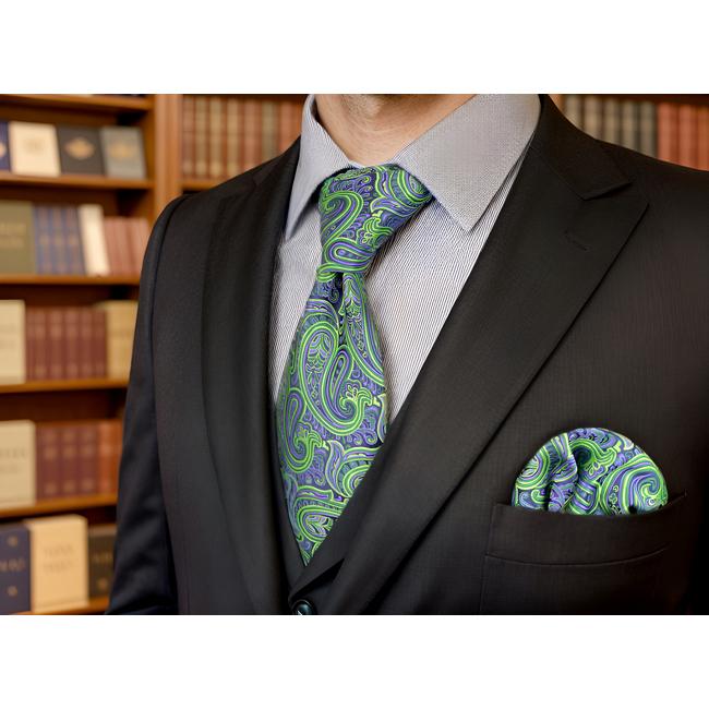 shlax & wing A48 Green Paisley Mens Neckties Pocket Square Set Classic Fashion Wedding Extra Long Size