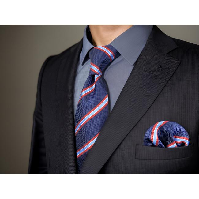 shlax & wing A49 Blue Striped Mens Neckties Pocket Square Set Fashion Gift Business Extra Long Size Ties