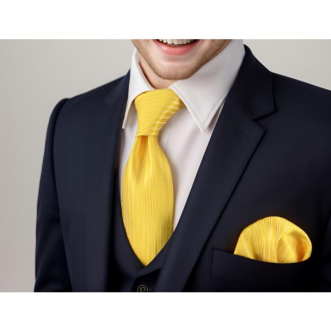 shlax & wing A50 Wedding Gold Solid Mens Neckties Pocket Square Set Wedding Fashion Classic Skinny