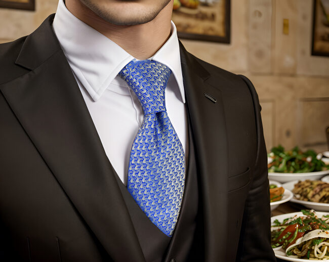 Shlax & Wing A51 Blue Gold Pattern Mens Neckties Hanky Set Fashion Business Brand New