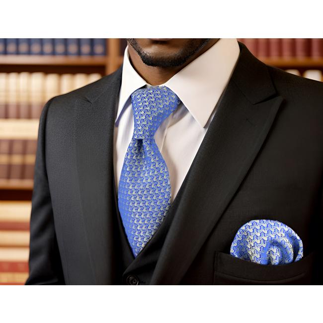 shlax & wing A51 Blue Gold Pattern Mens Neckties Hanky Set Fashion Business Brand New