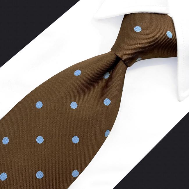 Shlax & Wing A54 Brown Dots Mens Neckties Hanky Set Fashion Classic Wedding Extra Long Size Business Ties