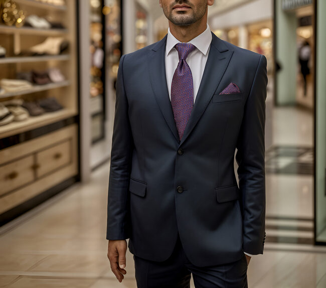 Shlax & Wing A57 Blue Brown Zigzag Pattern Mens Neckties Hanky Set Fashion Business Extra Long Size Party Gift