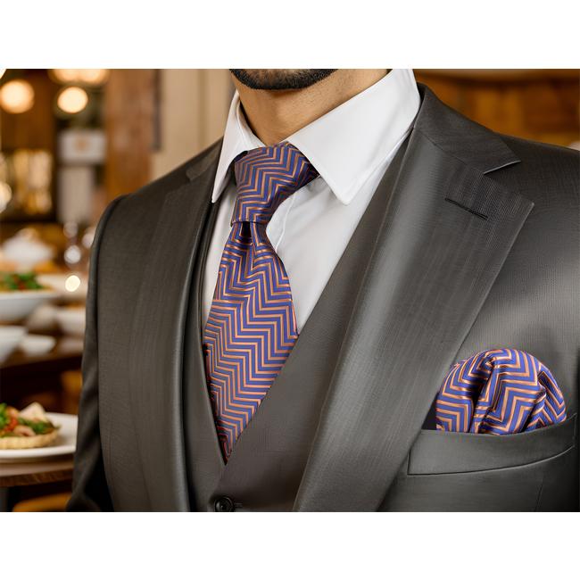 shlax & wing A57 Blue Brown Zigzag Pattern Mens Neckties Hanky Set Fashion Business Extra Long Size Party Gift shlax & wing A57 Blue Brown Zigzag Pattern Mens Neckties Hanky Set Fashion Business Extra Long Size Party Gift