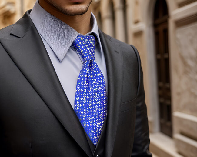 Shlax & Wing A63 Royal Blue Floral Mens Neckties Hanky Set Party Classic Extra Long Size Fashion Business Skinny Ties