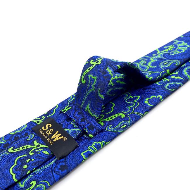 Shlax & Wing A67 Lime Green Royal Blue Paisley Men Necktie Fashion Dress Extra Long Size Luxury Business Party