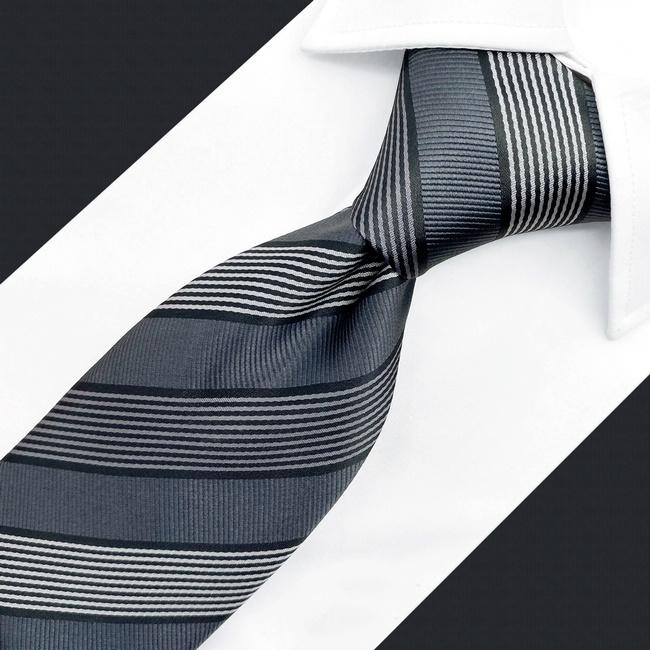 Shlax & Wing A70 Black Striped Mens Neckties Pocket Square Set Dress Classic Party Novelty Business