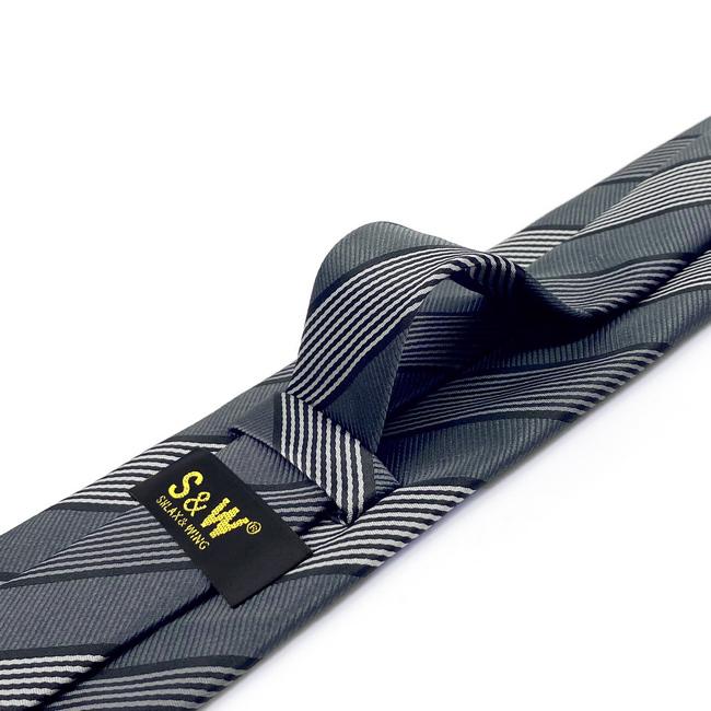 Shlax & Wing A70 Black Striped Mens Neckties Pocket Square Set Dress Classic Party Novelty Business