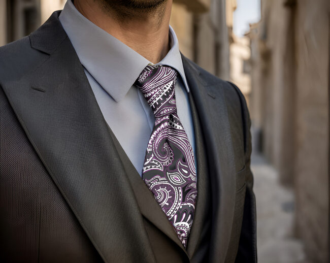 Shlax & Wing A72 Dark Purple Paisley Mens Neckties Hanky Set Fashion Classic Wedding Extra Long Size Ties Party Gift