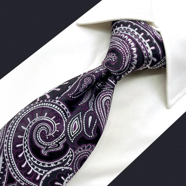 Shlax & Wing A72 Dark Purple Paisley Mens Neckties Hanky Set Fashion Classic Wedding Extra Long Size Ties Party Gift