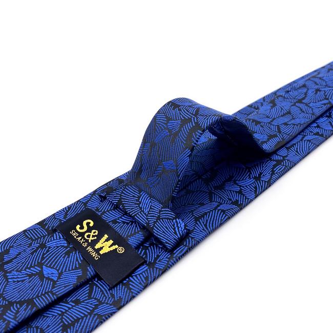 Shlax & Wing A75 Blue Pattern Mens Neckties Pocket Square Set Fashion Business Accessory Extra Long Size Tie