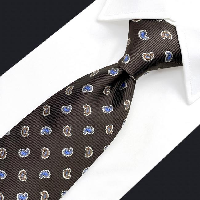 Shlax & Wing A76 Mens Neckties Pocket Square Set Brown Paisley Fashion Classic Party Gift Party Extra Long Size Ties