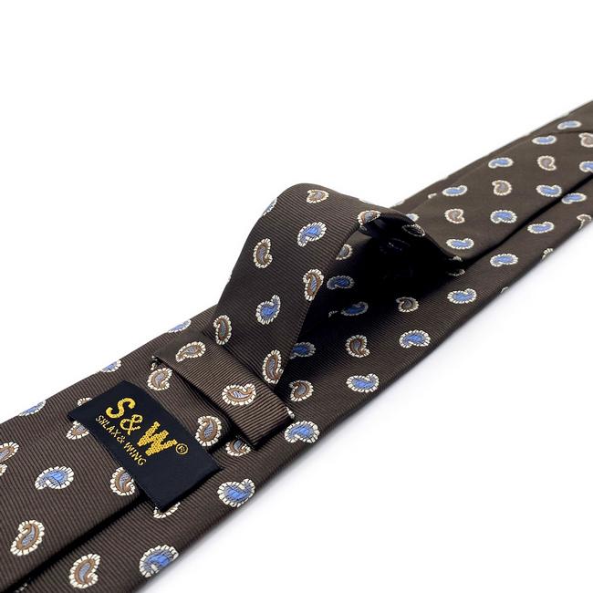 Shlax & Wing A76 Mens Neckties Pocket Square Set Brown Paisley Fashion Classic Party Gift Party Extra Long Size Ties