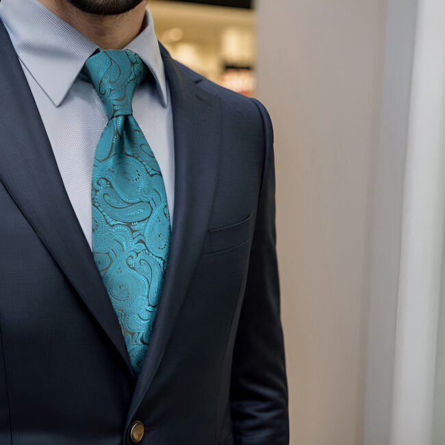 Shlax & Wing A77 Dark Teal Paisley Mens Neckties Pocket Square Luxury Gift Accessories Party Extra Long Size