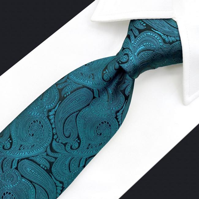 Shlax & Wing A77 Dark Teal Paisley Mens Neckties Pocket Square Luxury Gift Accessories Party Extra Long Size