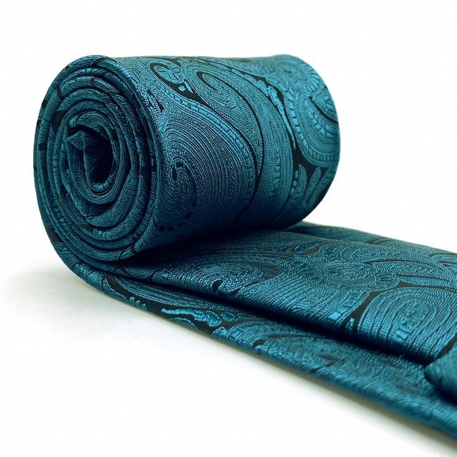 Shlax & Wing A77 Dark Teal Paisley Mens Neckties Pocket Square Luxury Gift Accessories Party Extra Long Size