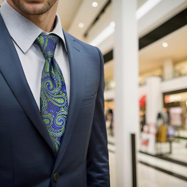 Shlax & Wing A78 Green Blue Paisley Mens Neckties Pocket Square Set Classic Fashion Wedding Extra Long Size Tie