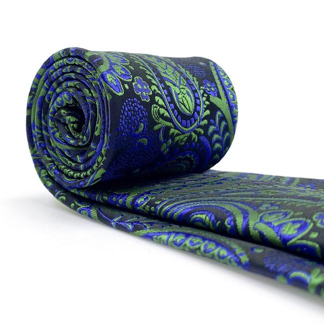 Shlax & Wing A78 Green Blue Paisley Mens Neckties Pocket Square Set Classic Fashion Wedding Extra Long Size Tie
