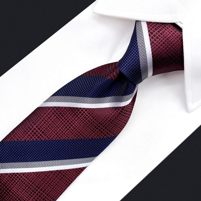Shlax & Wing A79 Red Blue Striped Mens Necktie Pocket Square Set Fashion Gift Business Extra Long Size Tie